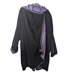 Mycra Pac Reversible Swing Jacket Velvet Nylon Drape Front One Button Tea Length